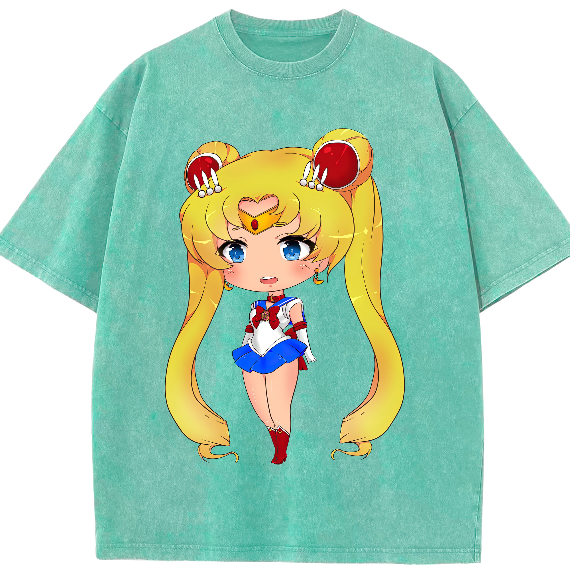 （画像用） 美少女戦士セーラームーン 月野 うさぎ つきの うさぎ Sailor Moon Tsukino Usagi 綿100% ヴィンテージ風 半袖Tシャツ（フロントプリント）